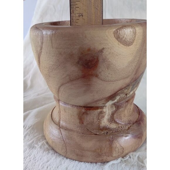 Culinary Corner Wooden Mortar Bowl Decorative Decor Kitchen 5" Tall - Picture 13 of 14